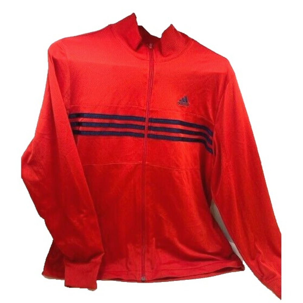 Vintage Adidas 3‎ Stripe Red Track Jacket with Blue Stripe Large